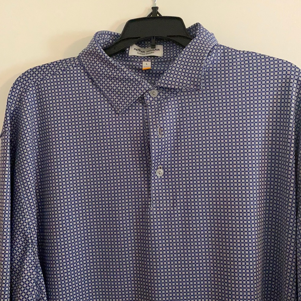 Peter Millar Summer Comfort Polo. Blue and Gray